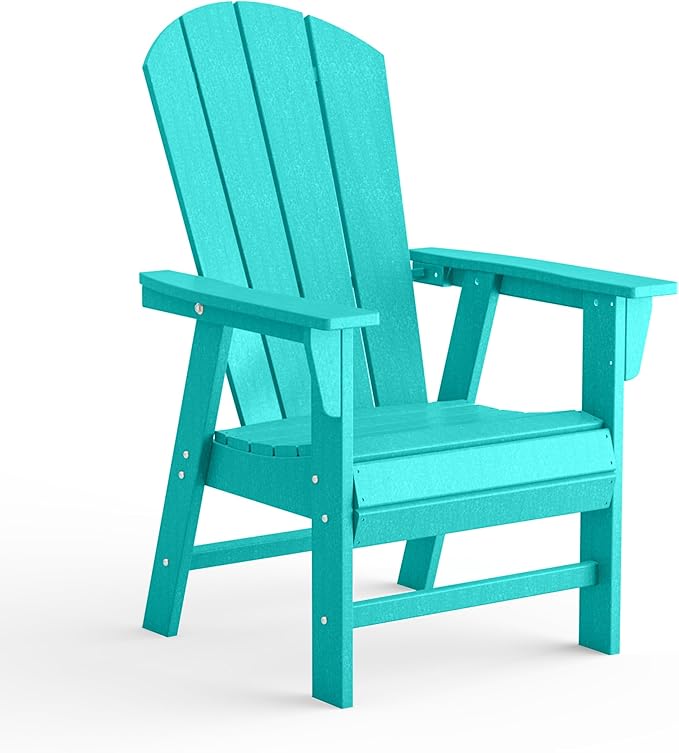 Costaelm Outdoor Fire Pit Chair, Patio hdpe Balcony Pool Adirondack Chair, Modern Front Porch Backyard Chair, Garden Resin Lounge Chair for Outside, Turquoise