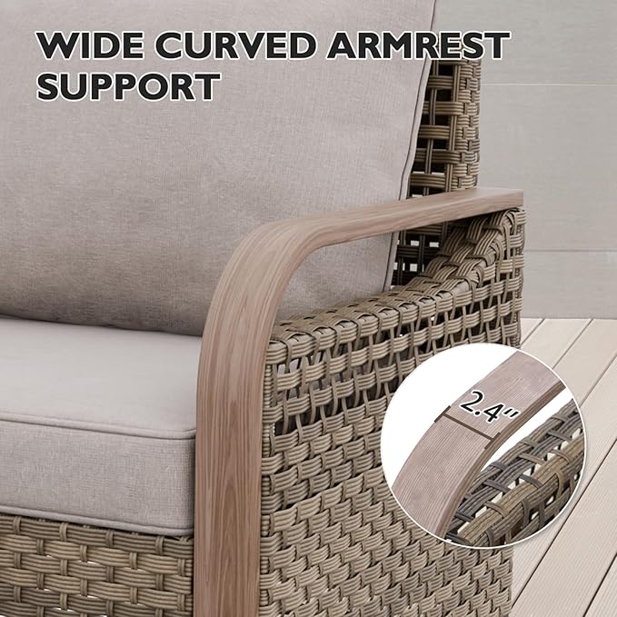 EAGLE PEAK Wicker Outdoor Patio Sofa Modern Rattan Patio Furniture Loveseat for Backyard Deck Porch Balcony - Photo 6