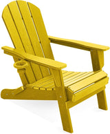 LOUNZY Folding Adirondack Chair with Cup Holder, HDPE All-Weather Folding Patio Chair - Photo 1