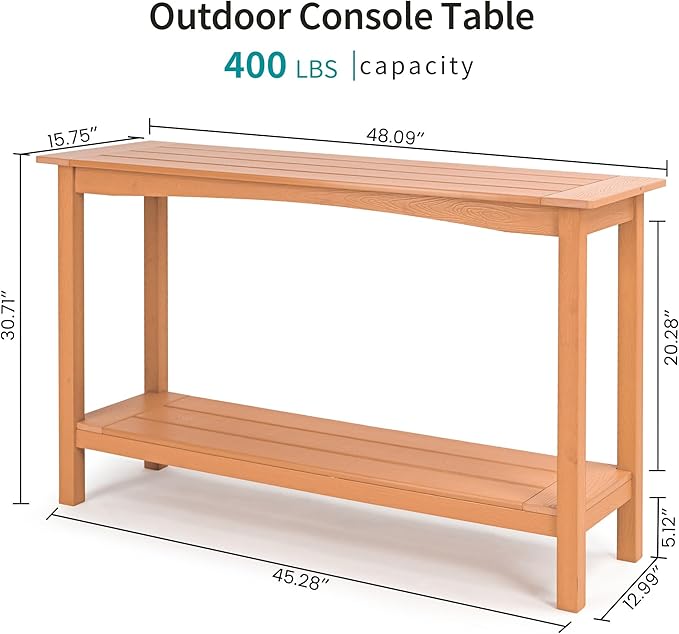 Outdoor Console Table, All-Weather Patio Console Table, 2-Tier OutsidePlant Stand Table, Low Maintenance - Photo 3