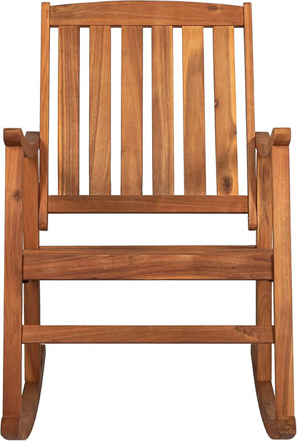 Eyely KCR102A Winnie Classic Slat-Back 300-Lbs Support Acacia Wood Patio Outdoor Rocking Chair for Garden, Lawn, Backyard, Pool, Deck, Beach, Firepit, Teak
