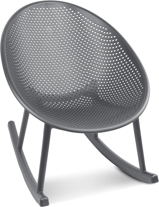 2xhome Set of 2 Patio Rocking Chairs | Oval Egg Shaped Lounge Rocker | All Weather Plastic | Modern Accent Side Chair for Indoor or Outdoor Use, Gray