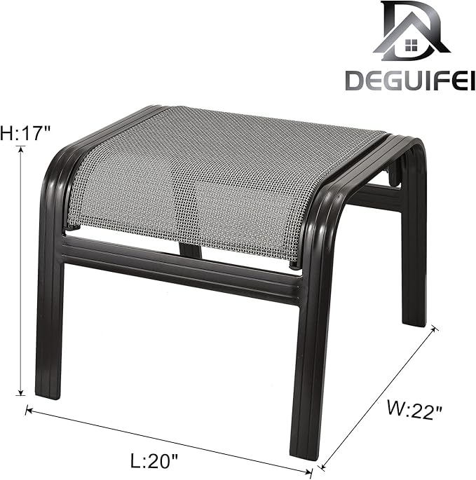 Patio Ottomans Outdoor Foot Rest Aluminum Patio Footstool Samll Seat Wicker Furniture Patio Ottoman 2 Pieces Grey - Photo 3