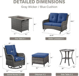 Belord Patio Furniture Set with Fire Pit Table, 8 Piece Wicker Outdoor Furniture Set - Photo 2