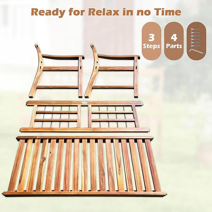 HAPPYGRILL Outdoor Acacia Wood Bench, 2-Person Patio Bench with Slatted Seat, Backrest & Armrests, 800 Lbs Max Load, Accent Patio Loveseat, Outside Bench for Garden Yard Lawn