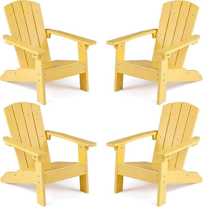 Giantex Kids Adirondack Chair, All-Weather HIPS Children's Outdoor Chair w/Ergonomic Design, Toddler Lawn Chairs for Age 3-8, Kids Beach Chair for Garden Patio Backyard (4,Yellow)