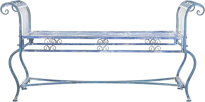 Safavieh Outdoor Collection Brielle Victorian Antique Blue Bench