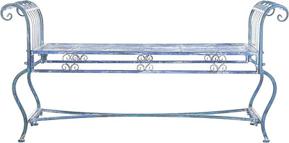 Safavieh Outdoor Collection Brielle Victorian Antique Blue Bench