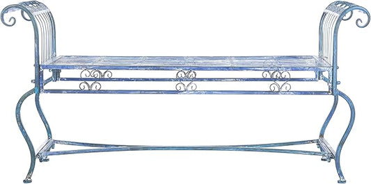 Safavieh Outdoor Collection Brielle Victorian Antique Blue Bench