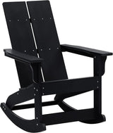 Flash Furniture Set of 4 Finn Modern Commercial Grade Adirondack Rocking Chairs - All-Weather Black Poly Resin Wood - Photo 9