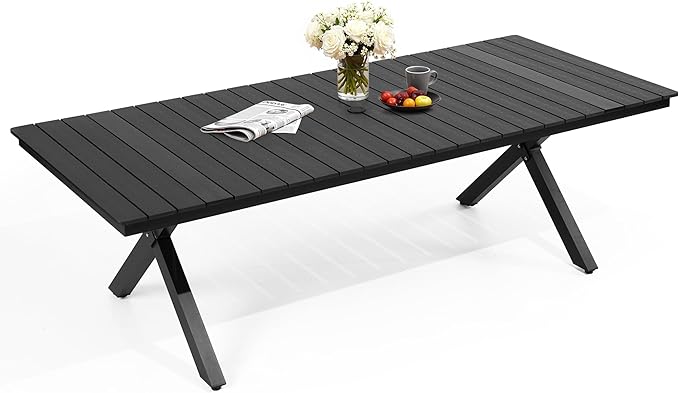 Pellebant 94" Outdoor Dining Table for 8-10, 8ft Aluminum Patio Table with Umbrella Hole - Photo 8