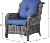 HUMMUH 4 Pieces Patio Bistro Set Wicker Patio Chairs Set of 2 with Ottomans Rattan Outdoor Furniture Conversation Set - Photo 2