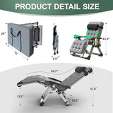 XL Zero Gravity Lounge Chair 29", Oversized Padded Folding Recliner for Patio with Storage Bag, Removable Cushion - Photo 2