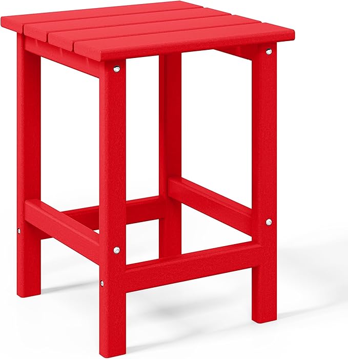 WO WESTIN OUTDOOR HDPE Laguna 3PC Outdoor Poly Adirondack Chair Set with Side Table, Red