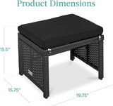 Best Choice Products Set of 2 Wicker Ottomans, Multipurpose Outdoor Furniture for Patio, Backyard, Additional Seating - Photo 7