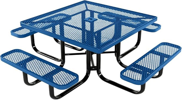 COATEDOUTDOORFURNITURE Heavy-Duty Portable Outdoor Kids Table with Umbrella Hole, Expanded Metal Kids Picnic Table - Photo 1