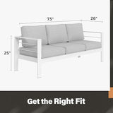 Solaste Outdoor Couch Aluminum Patio Furniture Sofa, 3-Seat All-Weather Metal Outdoor Patio Furniture with Cushions - Photo 4