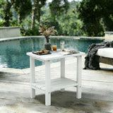 OTSUN Adirondack Outdoor Side Table, 16" HDPE Patio Side Table with Shelf - Photo 6