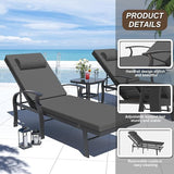 Kurapika Patio Chaise Lounge Set 3 Pieces, Aluminum Outdoor Lounge Chair, Adjustable Backrest - Photo 4