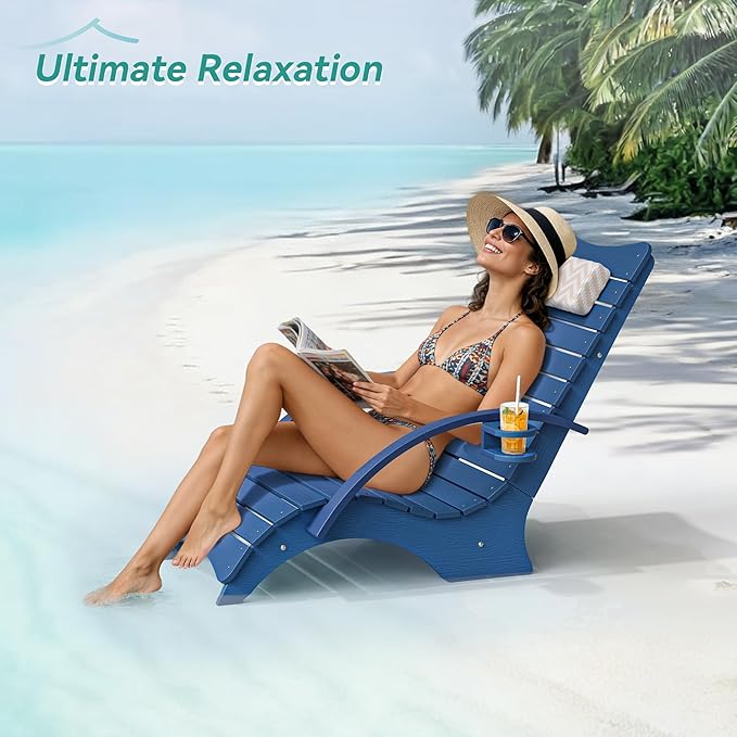 Pool Lounge Chairs Set of 4, Shallow Water 8-10 Inches Deep, HDPS Fade Resistant Pool Tanning Chair with Armrest - Photo 7