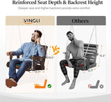 VINGLI Heavy Duty 440 LBS 1-Person Wooden Patio Porch Swing with Deeper Seat & Higher Backrest & Extra Cup Holder for - Photo 2