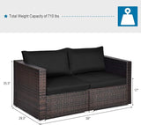 Tangkula 2 Seat Outdoor Wicker Loveseat Sofa Set, Modular PE Rattan 2 Pieces Outdoor Wicker Corner Sofa - Photo 3