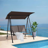 Tangkula 2 Person Porch Swing, Patio Swing with Adjustable Canopy, Comfortable Fabric Seat & Heavy-Duty Steel Frame - Photo 3