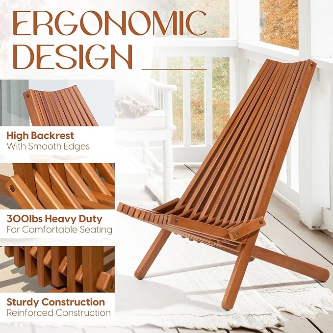 Elina Tamarack Folding Wooden Chair Set of 2, Natural Color