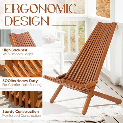 Elina Tamarack Folding Wooden Chair Set of 2, Natural Color