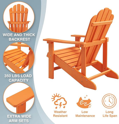 Adirondack Chairs Weather Resistant, Patio Firepit Chair, Sturdy Outside Chairs, Lawn Chairs, Easy Assembly 350lb, for Outdoor Patio Yard