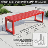 Outdoor Bench Backless Metal Garden Bench - Photo 2