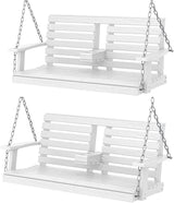 KINGYES Outdoor Hanging Porch Swing Set of 2, Waterproof Swing with Cup Holders for Courtyard & Garden - Photo 1