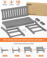 YEFU Outdoor Bench for Patio Waterproof: Heavy Duty 2-Person Garden Bench Set of 2 with 2 Cup Holders & Oversized - Photo 7