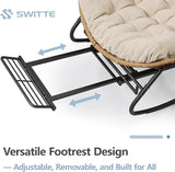SWITTE Outdoor Papasan Rocking Chair with Adjustable Footrest, Oversized Wicker Zero-Gravity Chair with Cushion - Photo 5