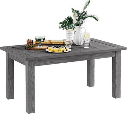 36" Outdoor Coffee Table, Weatherproof HIPS Patio Coffee Tables for Outside, All Weather Outdoor Center Table with 220lbs Capacity for Deck, Garden, Balcony, Indoor, Gray