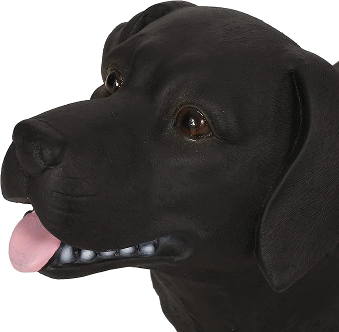 Outdoor Dog Bench 31.5" Labrador-Shaped Concrete Garden Bench for Patio & Yard Lightweight & Weather-Resistant, No Assembly Required, Black
