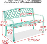 50" Porch Benches Outdoor, Metal Garden Bench, Patio 3-Seater Chair - Photo 7