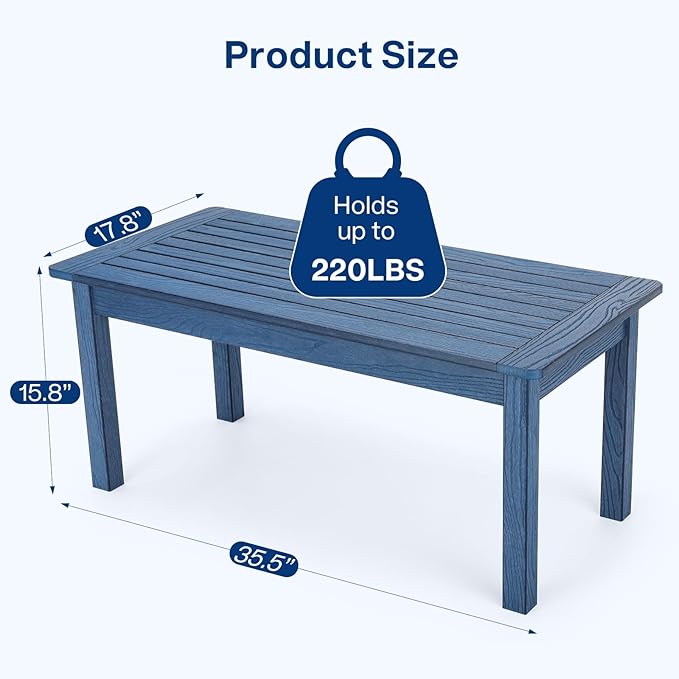 36" Outdoor Coffee Table, Weatherproof HIPS Patio Coffee Tables for Outside - Photo 3