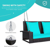RELAX4LIFE Porch Swing 2-Seat Patio Rattan, Wicker Porch Swings Outdoor W/Two 7.9 Ft Solid Steel Chain - Photo 6