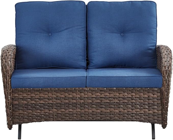 Outdoor Glider Bench-2 Seater Patio Glider Loveseat with High Back and Deep Seating Outdoor Couch for Deck Porch Garden - Photo 3
