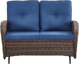 Outdoor Glider Bench-2 Seater Patio Glider Loveseat with High Back and Deep Seating Outdoor Couch for Deck Porch Garden - Photo 3