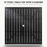 SOLAURA 37” Outdoor Dining Table Patio Slat Table Top for 4-Person/Metal Frame, Umbrella Hole, Indoor or Outdoor, Black - Photo 5
