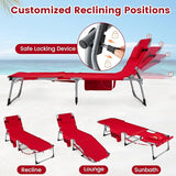 Goplus Tanning Chair with Face Arm Holes, Portable Sunbathing Chair w/4-Level Backrest, Head Pillow - Photo 5