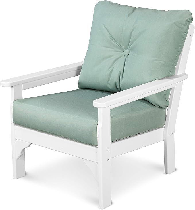 POLYWOOD® Vineyard Deep Seating Chair in White/Spa