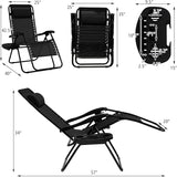 Tangkula Set of 2 Zero Gravity Chair, Folding Patio Lounge Chair Adjustable Outdoor Recliner with Cup Holder - Photo 3