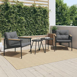 Set of 2 Outdoor Garden Chairs with Teak Wood Armrests, Modern Black Powder-Coated Metal Patio Seating - Photo 1