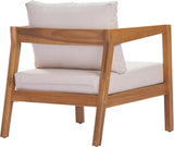 Merax 25" Acacia Solid Wood Outdoor Lounge Chair, Teak Finish Frame with Light Grey Cushion, Patio & Garden Chair - Photo 5