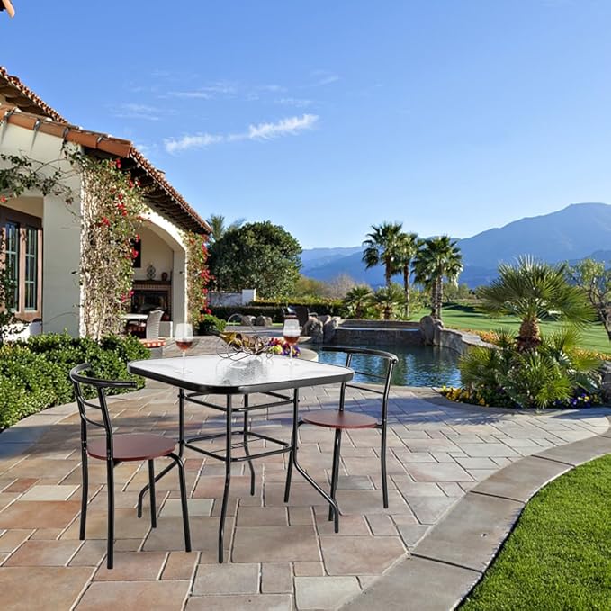 VINGLI Glass Patio Table with Umbrella Hole - Photo 7