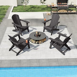 Folding Adirondack Chairs with Cup Holders, Set of 4 HDPE Plastic Outdoor Chairs, Weather Resistant, Real Wood Look - Photo 2