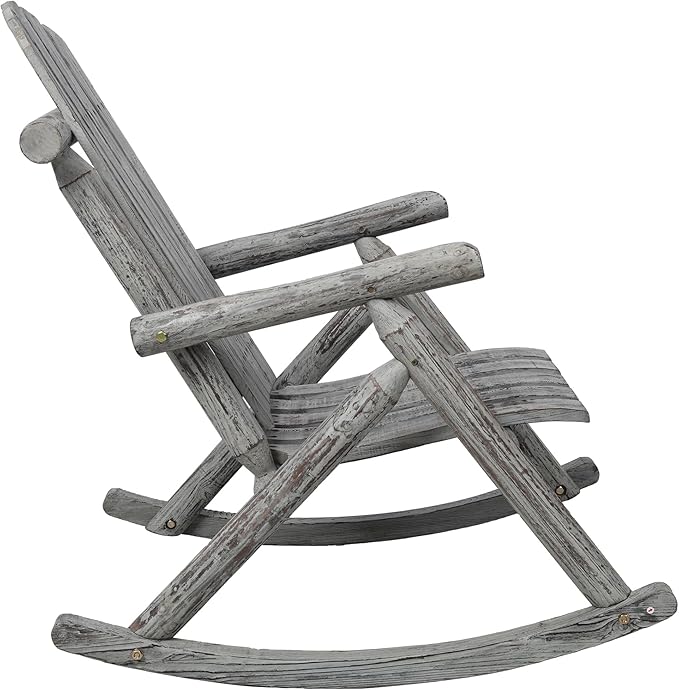 Ergonomic Fir Wood Porch Rocking Chair for Outdoor Relaxation and Garden Lounging with Heavy-Duty Support and Smooth Gliding Motion